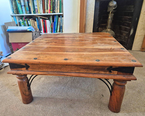 Square wood coffee table - coffee, brown