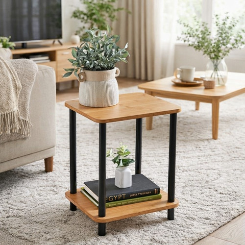 Tier bamboo side table with - bamboo,