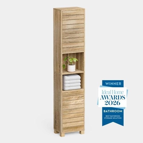 Tall bathroom cabinet - tall, oak