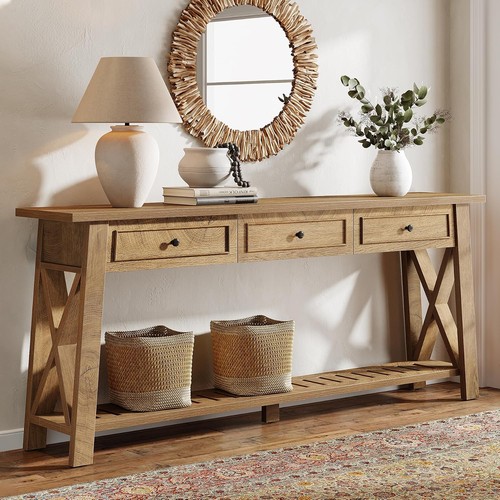 Farmhouse wood console - farmhouse,
