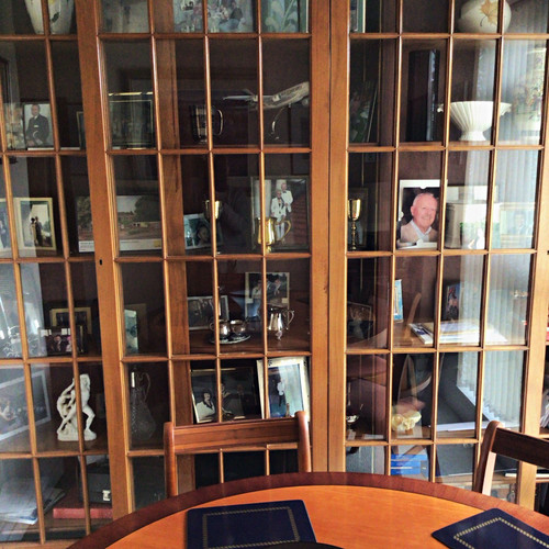 Wood glass bookcase - &,